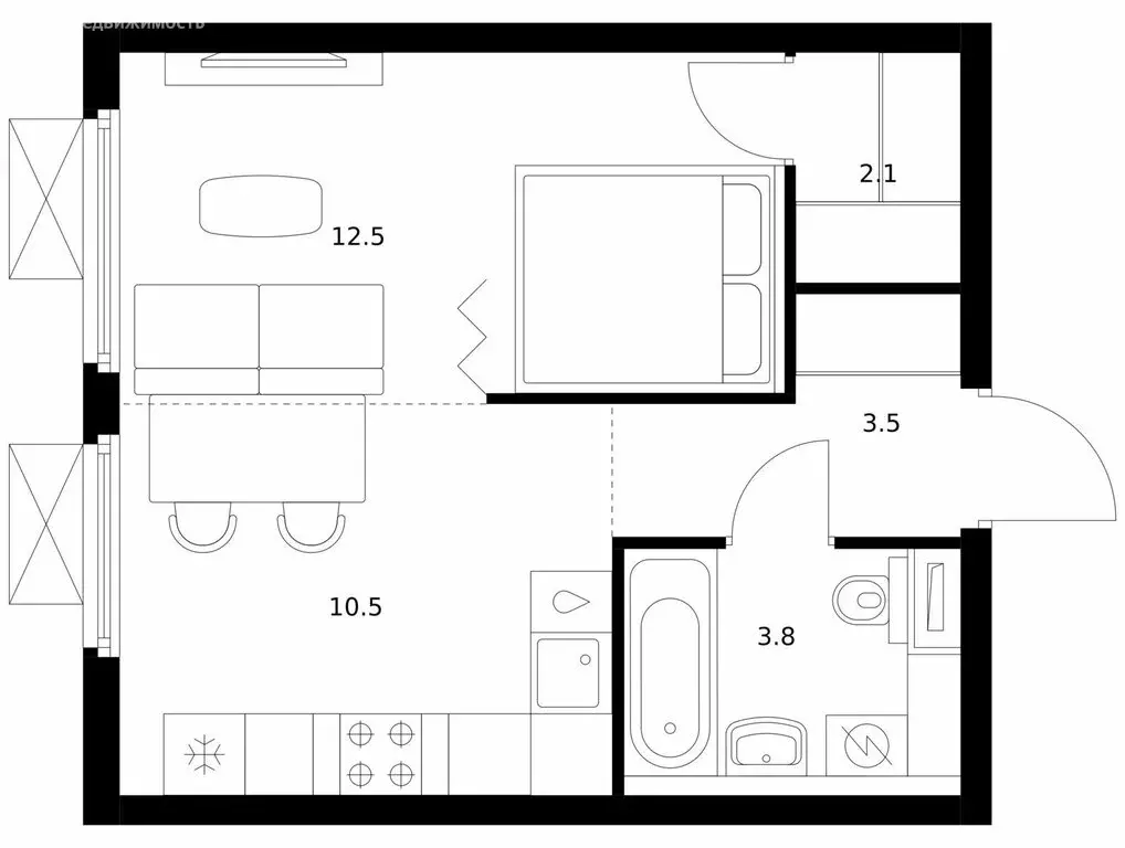 1-комнатная квартира: Мытищи, ЖК Ярославский Квартал, 2.5 (32.4 м) - Фото 1