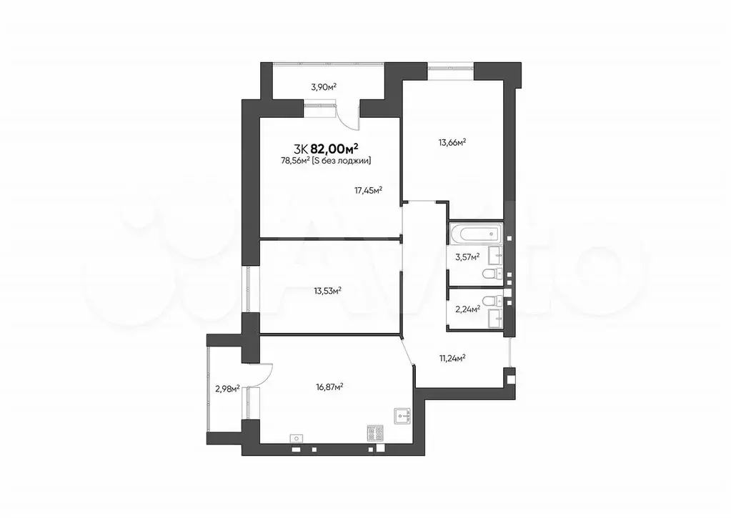 3-к. квартира, 82 м, 1/4 эт. - Фото 1