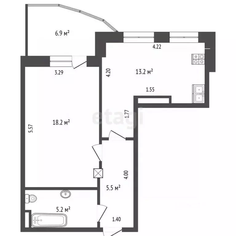 1-к кв. Тюменская область, Тюмень ул. Василия Гольцова, 3 (42.0 м) - Фото 1