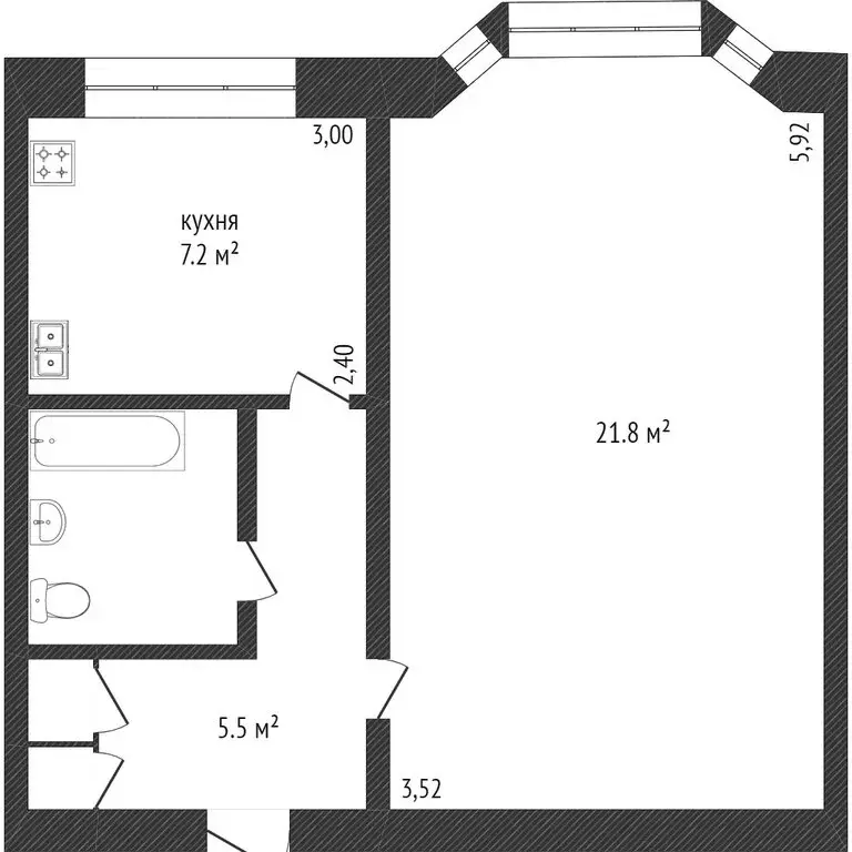 1-комнатная квартира: Новый Уренгой, улица 26-го съезда КПСС, 8А (38.8 ... - Фото 1