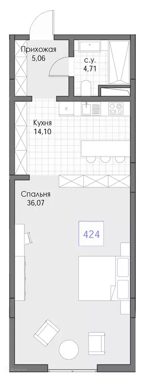 Продаётся 1-к квартира, 59.94 м - Фото 0