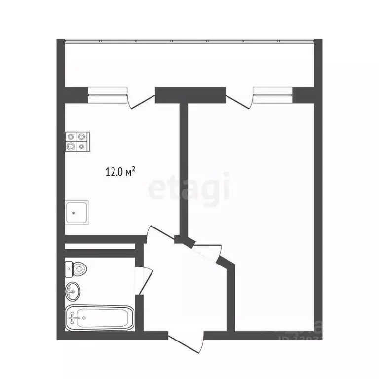 1-к кв. Тюменская область, Тюмень Заречный проезд, 43 (44.3 м) - Фото 1