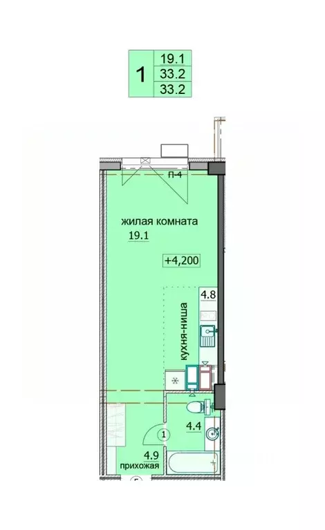 1-к кв. Пензенская область, Пенза Побочинская ул., с14 (33.9 м) - Фото 0