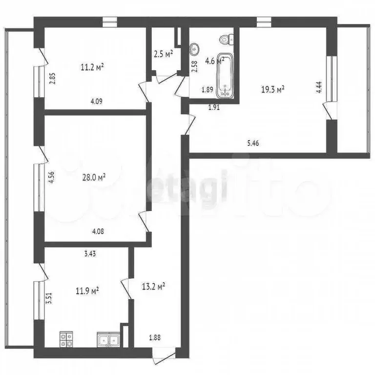 3-к. квартира, 81 м, 2/4 эт. - Фото 0