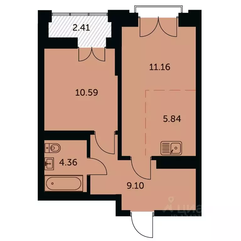 2-к кв. Новосибирская область, Новосибирск ул. Шевченко, 19/1к3 (42.2 ... - Фото 0