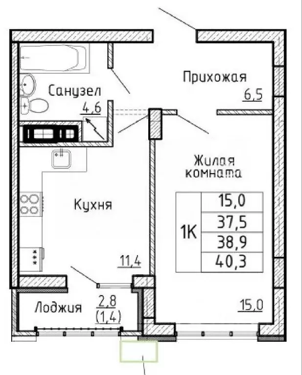 1-к кв. Воронежская область, Воронеж бул. Содружества, 1 (38.9 м) - Фото 2