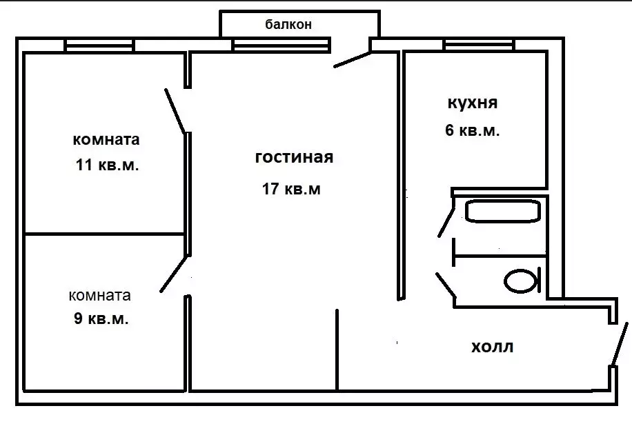 3-комнатная квартира: Абакан, Пирятинская улица, 15 (47.1 м) - Фото 1