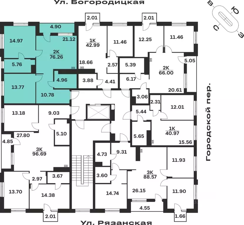 2-к кв. Тульская область, Тула ул. Богородицкая, 8В (76.26 м) - Фото 2