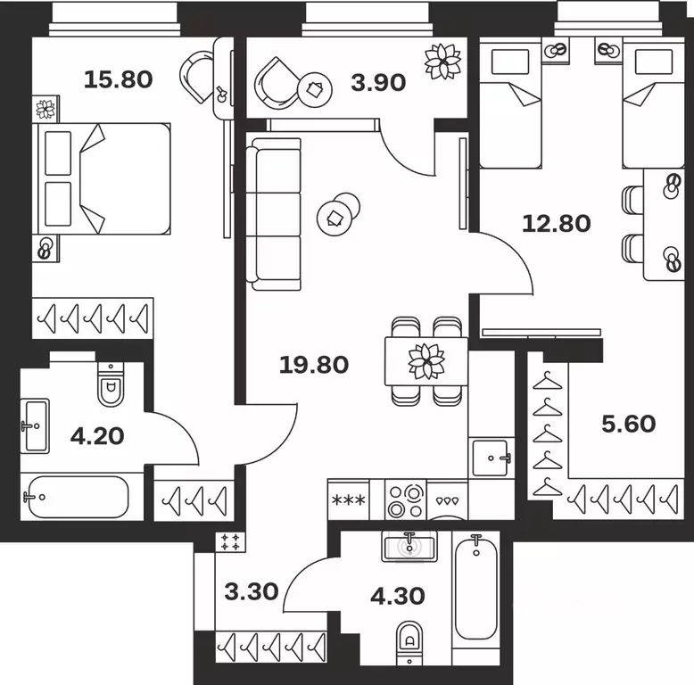 3-к кв. Тульская область, Тула ул. Михеева, 9А (69.7 м) - Фото 1