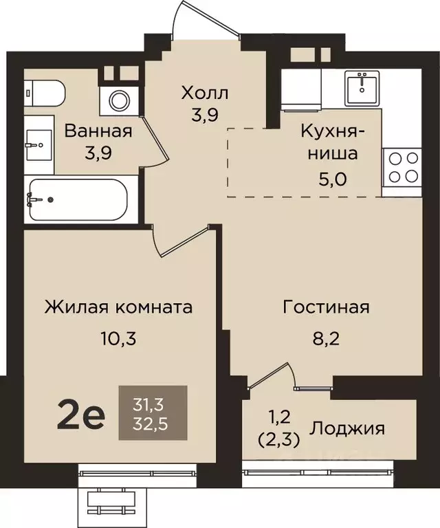 2-к кв. Пермский край, Пермь ул. Капитана Гастелло, 21 (32.5 м) - Фото 1