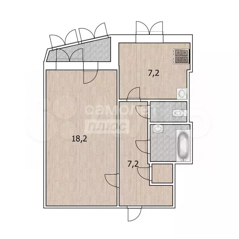 1-к. квартира, 37 м, 8/9 эт. - Фото 1