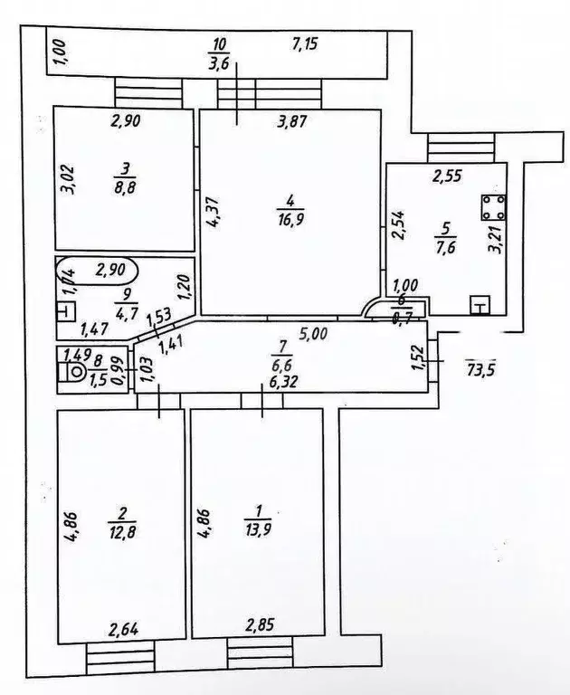 4-к кв. Татарстан, Казань просп. Ямашева, 91 (73.5 м) - Фото 2