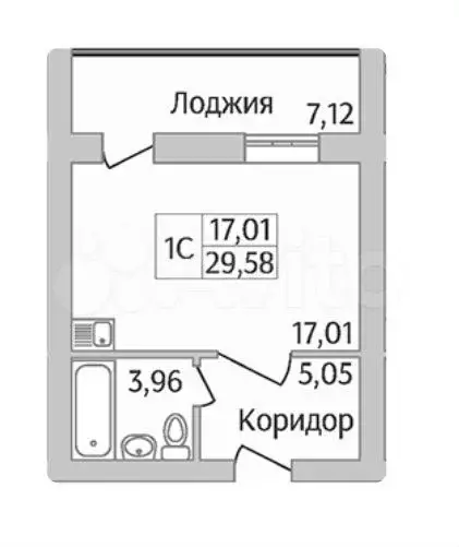 Квартира-студия, 29,6 м, 12/12 эт. - Фото 0