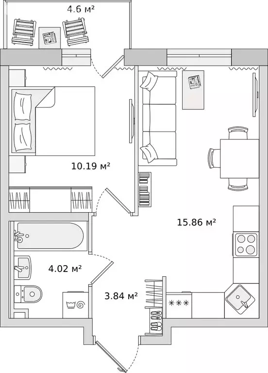 1-комнатная квартира: Бугры, Тихая улица, 9к5 (33.5 м) - Фото 0