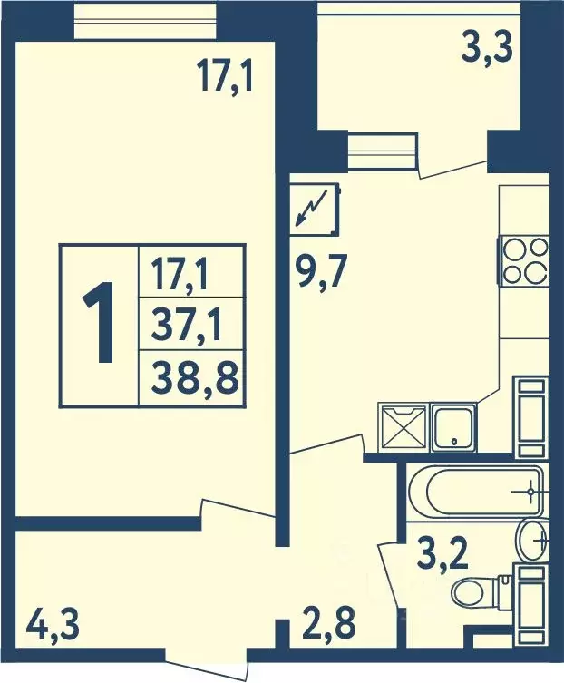 1-к кв. Башкортостан, Уфа ул. Мечтателей, 17 (38.5 м) - Фото 1