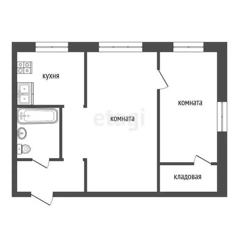 2-комнатная квартира: Туринск, улица Ленина, 38А (43.2 м) - Фото 0