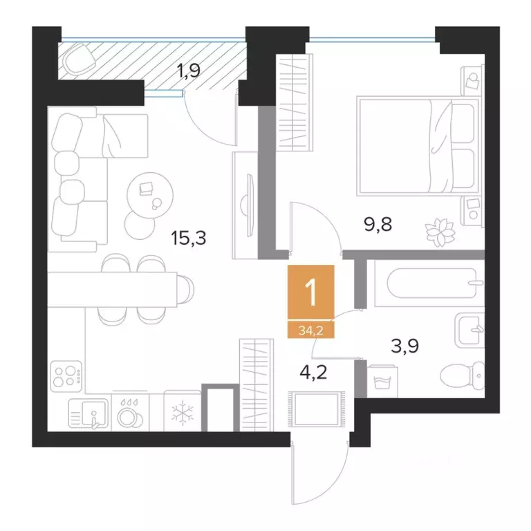 1-к кв. Курская область, Курск Парковый квартал Чувства жилой комплекс ... - Фото 1