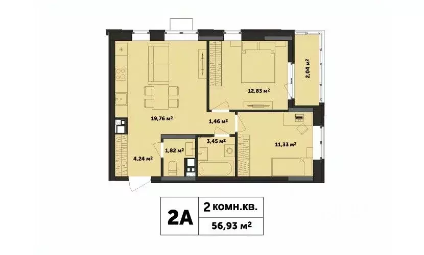 2-к кв. Удмуртия, Ижевск ул. Академика Павлова (56.93 м) - Фото 1