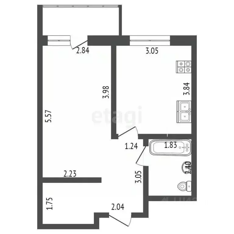 1-к кв. Ханты-Мансийский АО, Сургут ул. Ивана Захарова, 5 (40.5 м) - Фото 1