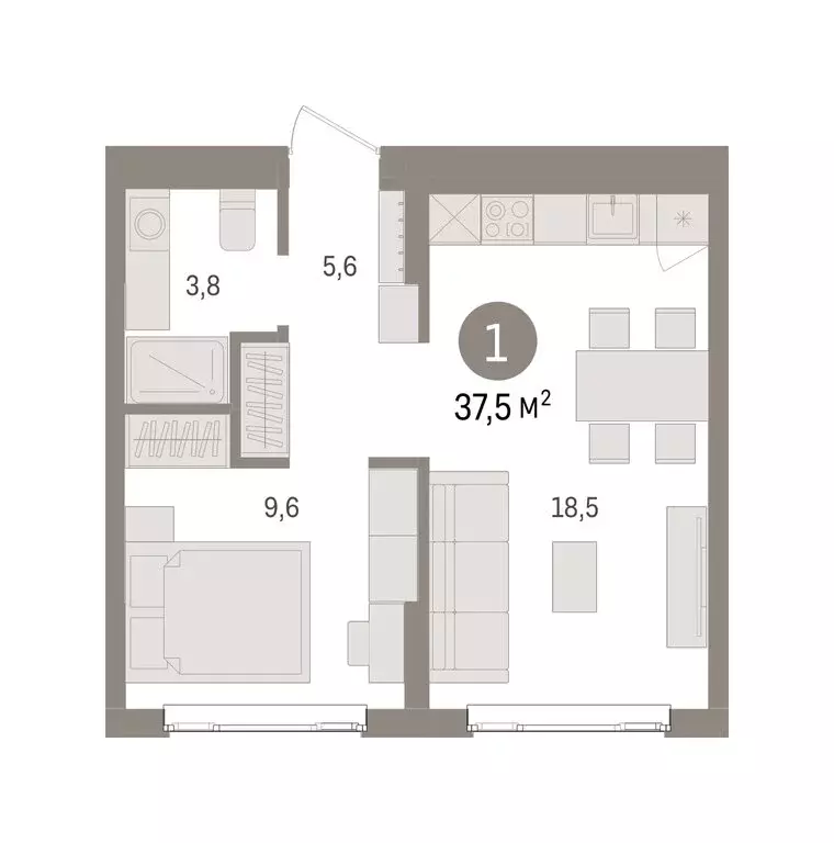 1-комнатная квартира: Екатеринбург, жилой район Сортировочный, ... - Фото 2