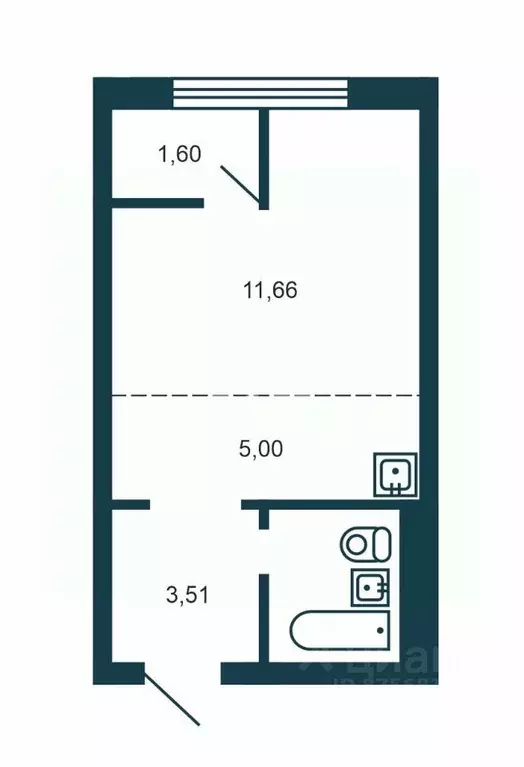 Студия Новосибирская область, Новосибирск ул. Плющихинская, 2 (24.7 м) - Фото 2