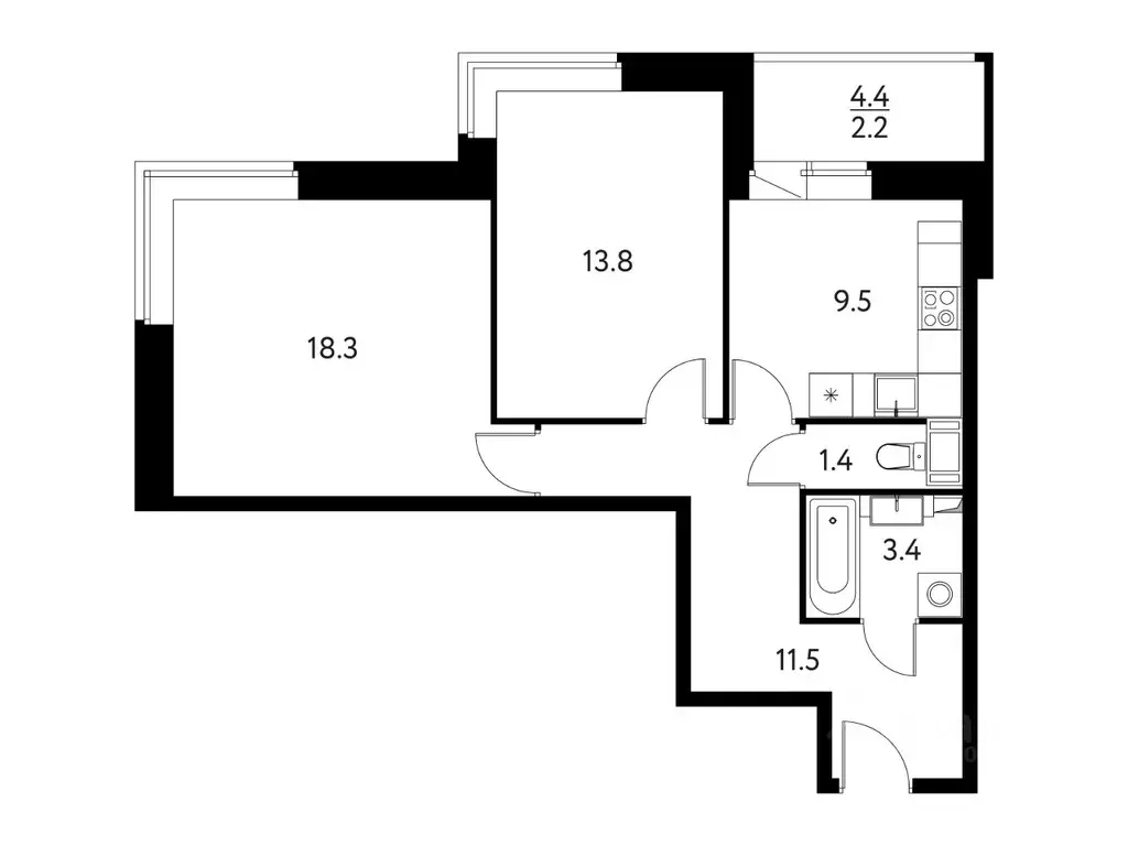 2-к кв. Московская область, Щелково Центральная ул., 65 (61.5 м) - Фото 0