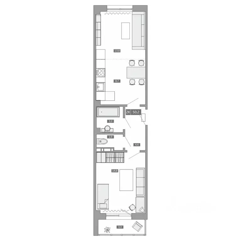 2-к кв. Приморский край, Артем ул. Острякова, 37А (48.0 м) - Фото 0