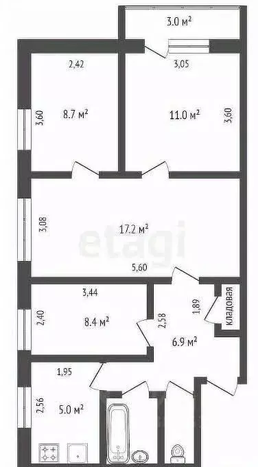 4-к кв. Ростовская область, Ростов-на-Дону Батуринская ул., 15к1 (61.5 ... - Фото 1