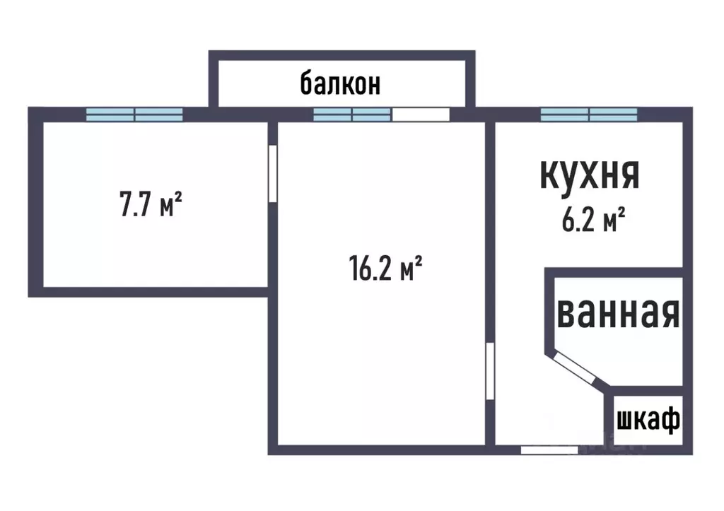 2-к кв. Томская область, Томск ул. Говорова, 56 (36.3 м) - Фото 1