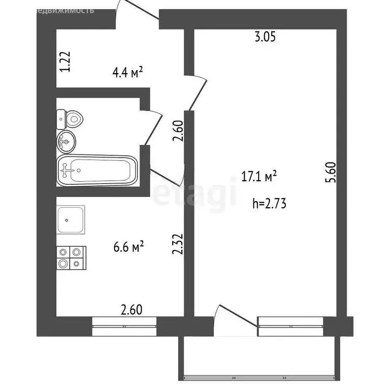 1-комнатная квартира: Ковров, улица Космонавтов, 6/5 (31 м) - Фото 0