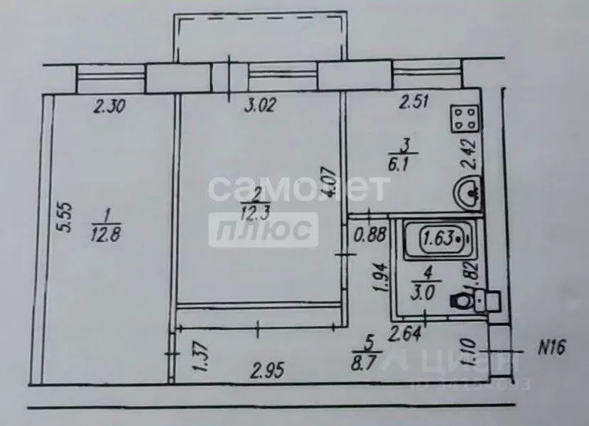 2-к кв. Башкортостан, Уфа просп. Октября, 134 (43.7 м) - Фото 1