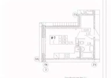 Студия Санкт-Петербург наб. Реки Каменки, 3к3 (20.98 м) - Фото 2