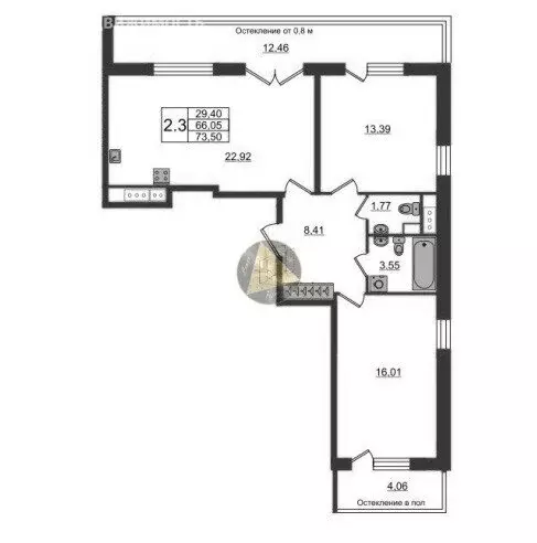 2-комнатная квартира: Санкт-Петербург, Кубинская улица, 76к1 (66.05 м) - Фото 2