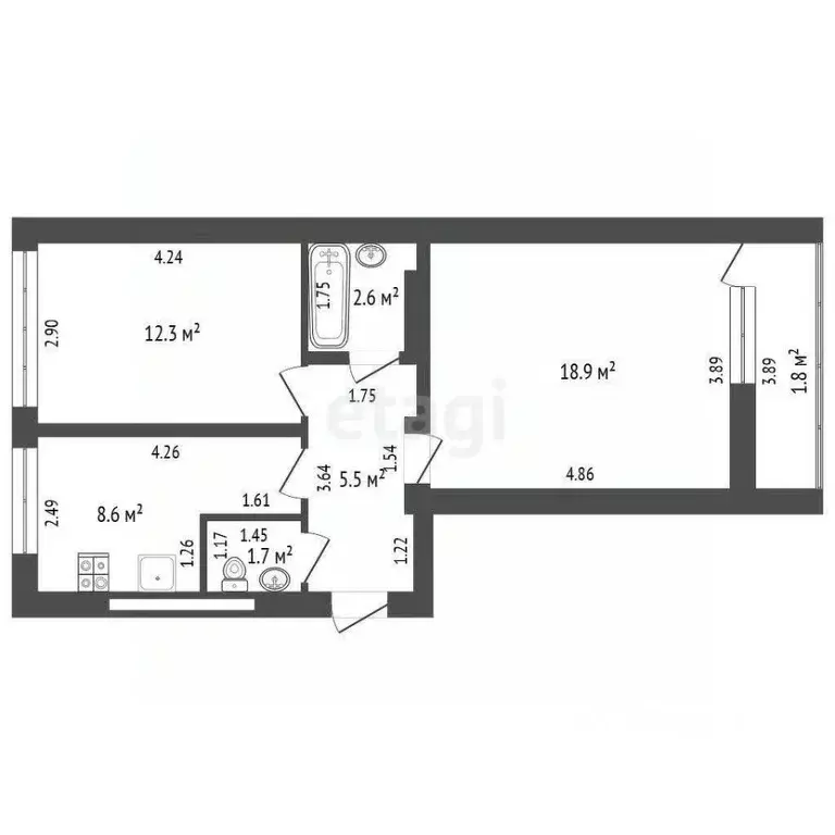 2-к кв. Калининградская область, Калининград ул. Черняховского, 10 ... - Фото 2