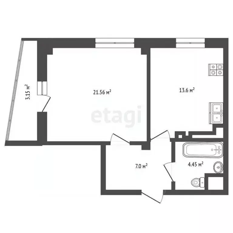 1-к кв. Самарская область, Самара ул. Георгия Димитрова, 74Ак2 (48.1 ... - Фото 2