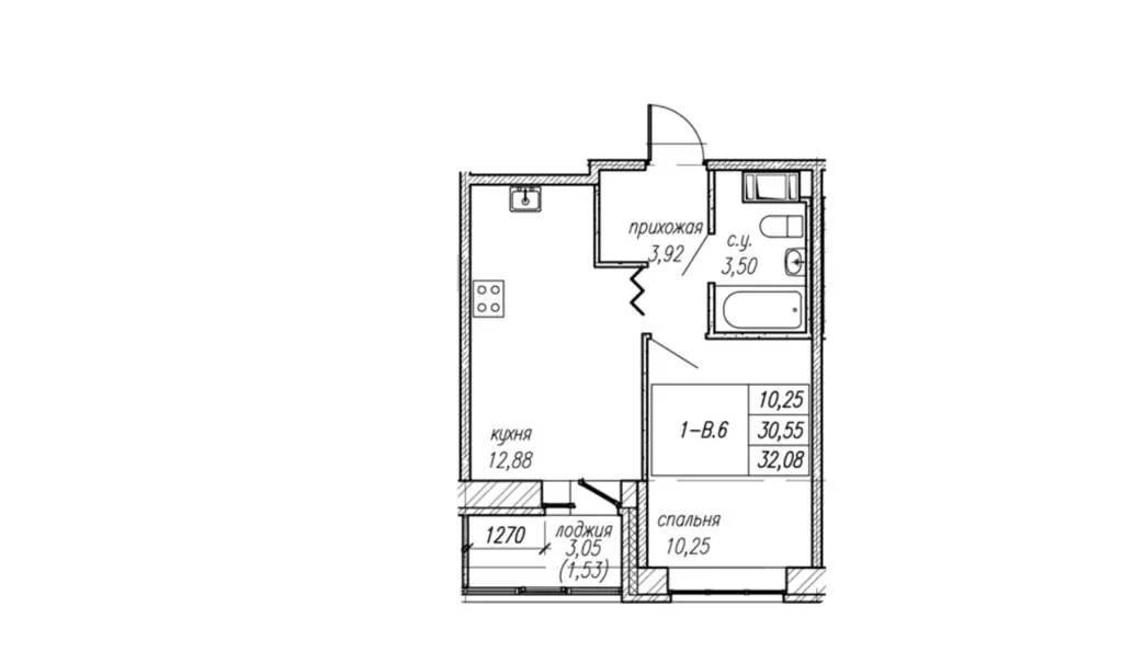 Продаётся 1-к квартира, 32.08 м - Фото 1