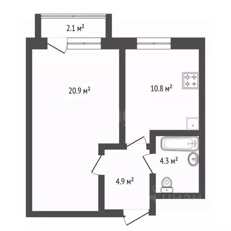 1-к кв. Амурская область, Благовещенск Игнатьевское ш., 10/4 (39.7 м) - Фото 2