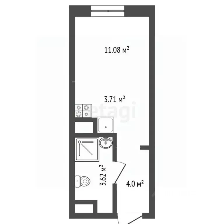 Студия Москва Ленинградское ш., 229Вк1 (22.0 м) - Фото 1