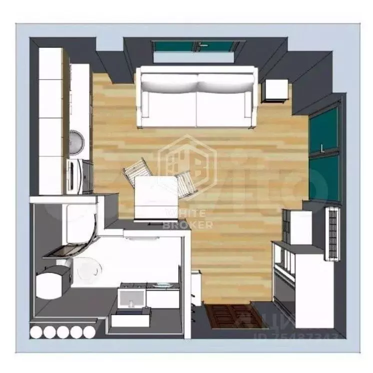 Студия Крым, Ялта ул. Сеченова, 20 (21.0 м) - Фото 2