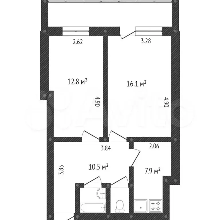 2-к. квартира, 52 м, 7/9 эт. - Фото 0