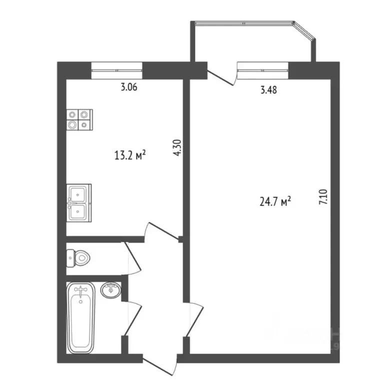 1-к кв. Тюменская область, Тюмень ул. Московский Тракт, 135к2 (45.5 м) - Фото 2