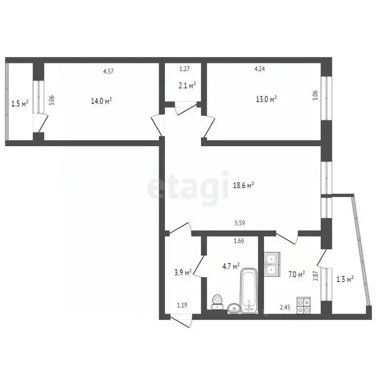 3-к кв. Мордовия, Саранск ул. Косарева, 3к1 (64.0 м) - Фото 1