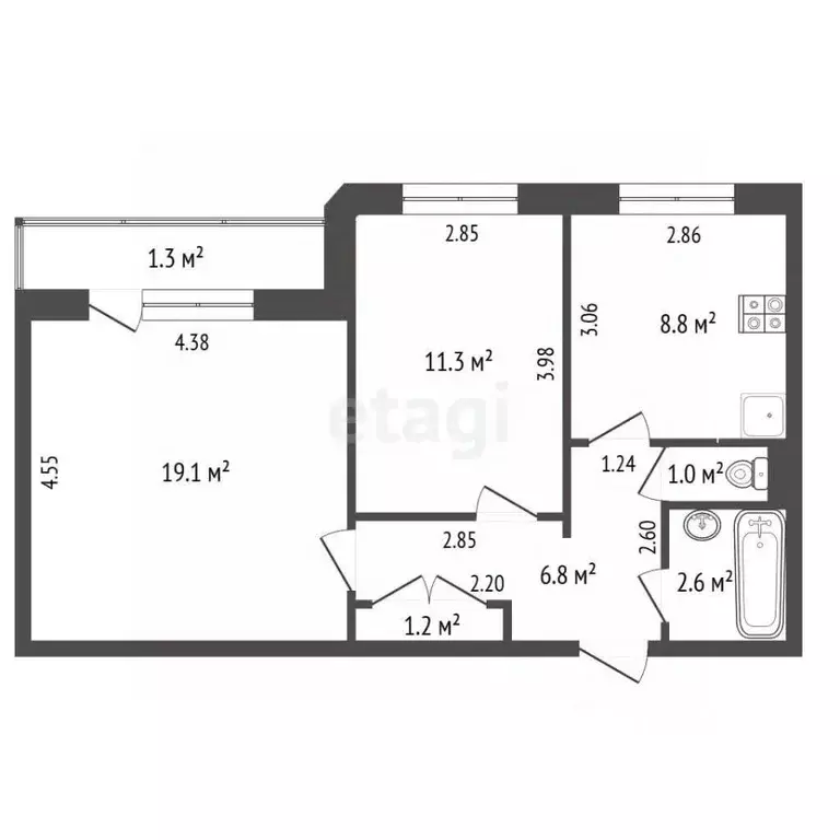 2-к кв. Забайкальский край, Читинский район, Атамановка пгт Заводская ... - Фото 2