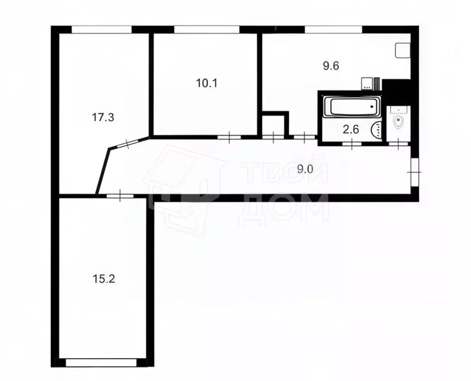3-к кв. Санкт-Петербург Купчинская ул., 24 (65.2 м) - Фото 2
