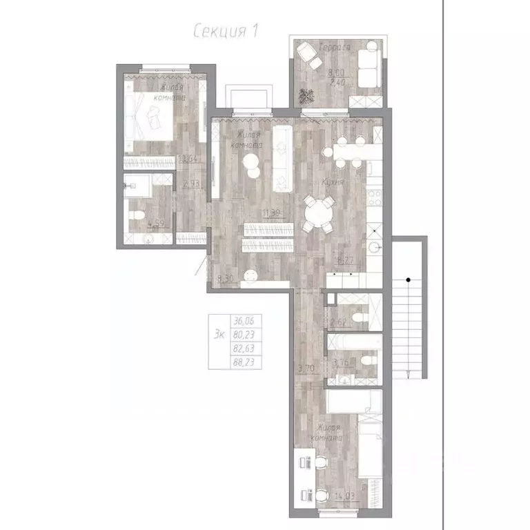 3-к кв. Хабаровский край, Хабаровск пос. Березовка, Эколенд жилой ... - Фото 1