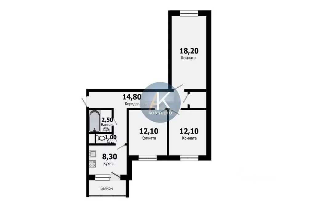3-к кв. Ленинградская область, Всеволожск Южный мкр, ул. ... - Фото 2