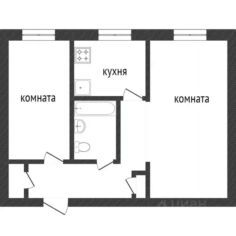 2-к кв. Бурятия, Улан-Удэ ул. Гагарина, 33 (40.7 м) - Фото 1