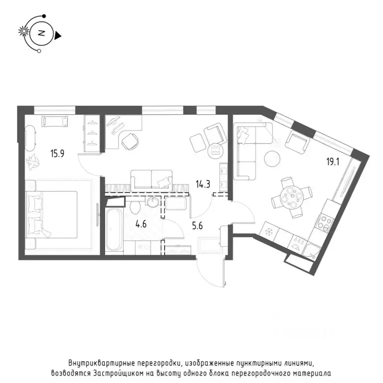 2-к кв. Санкт-Петербург Лисичанская ул., 15 (59.4 м) - Фото 0