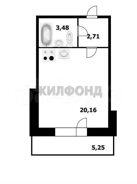 Квартира-студия, 26,8 м, 6/9 эт. - Фото 0