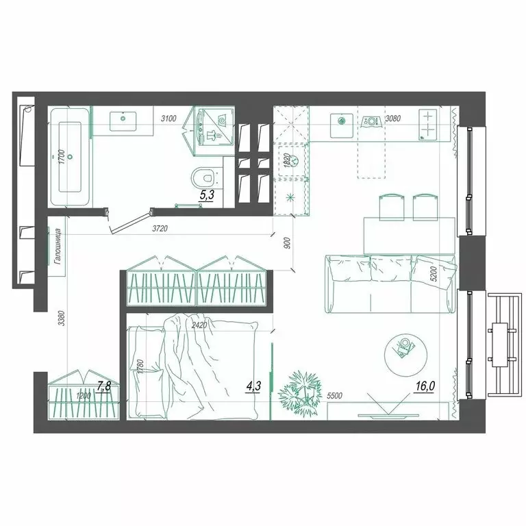 1-комнатная квартира: Владивосток, улица Невельского, 4с2 (34.2 м) - Фото 2